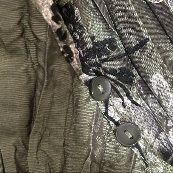 NWT PIANO GREEN FLORAL TOP BLOUSE WRINKLED TAFFETA FAIRY GOTH RENAISSANCE SIZE M - Picture 11 of 14